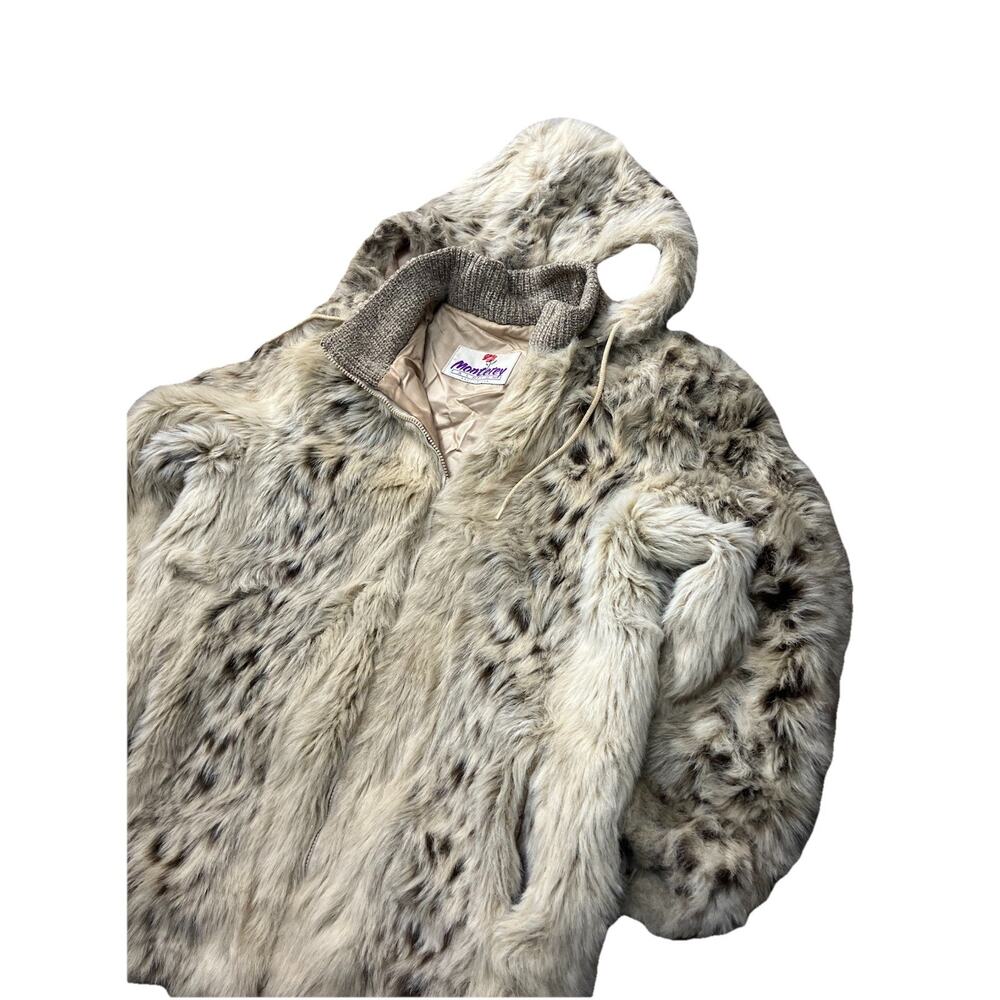 Vintage 80’s Monterey Fashions Red Wolf Coyote Faux Fur Coat Made In USA